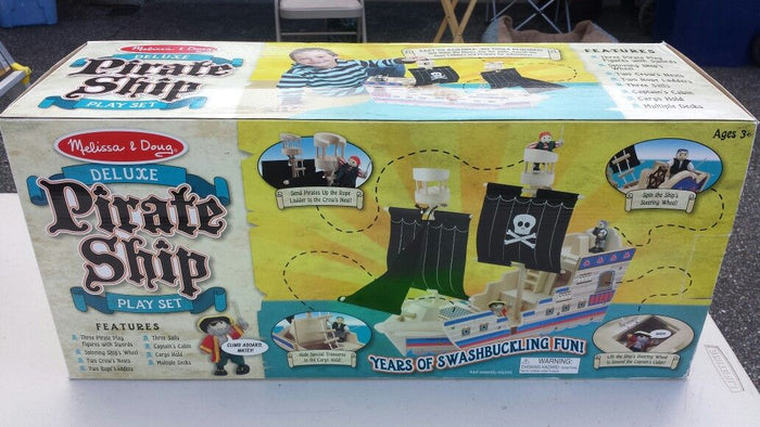 Melissa and Doug Deluxe Pirate Ship Play Set Wooden Item # 2161 Ages 3 years +