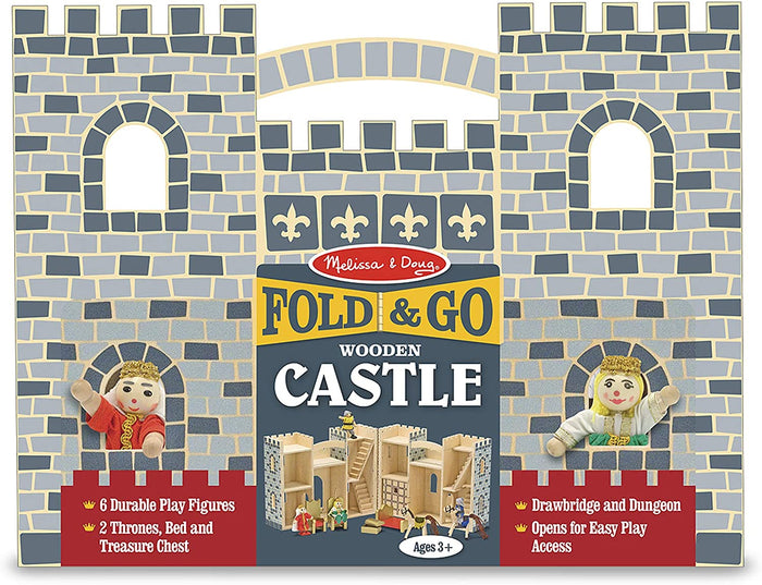 Melissa and Doug Fold & Go Wooden Castle 9 wooden play items Age 3+Item # 3702