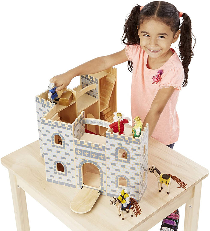 Melissa and Doug Fold & Go Wooden Castle 9 wooden play items Age 3+Item # 3702