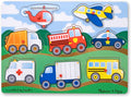 Melissa and Doug Fresh Start Wooden Peg Puzzle Vehicles (8 pcs) Ages 2+ Item # 1874