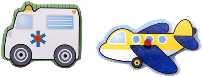 Melissa and Doug Fresh Start Wooden Peg Puzzle Vehicles (8 pcs) Ages 2+ Item # 1874