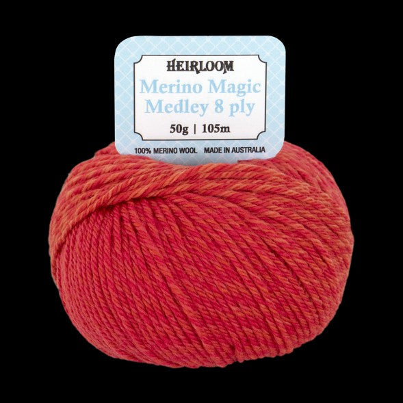 MERINO MAGIC MEDLEY 8Ply 50g FIRECRACKER