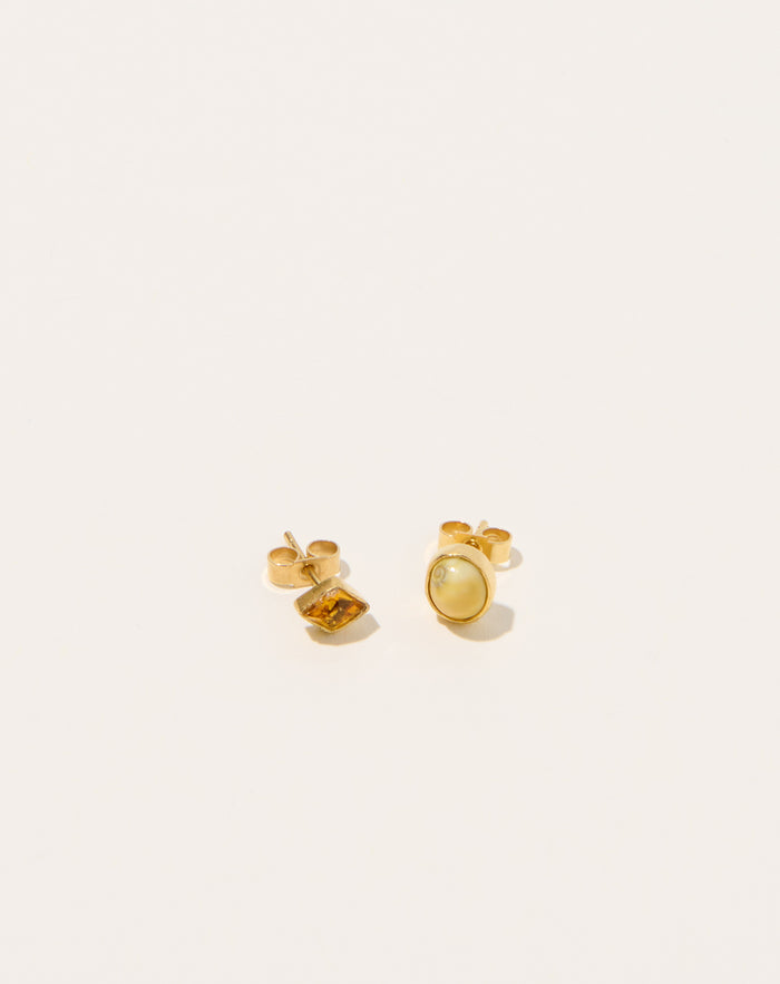 Grainne Morton Mismatched Shell and Vintage Rhinestone Studs