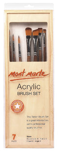 M.M. Acrylic Brush Set in wood Brush box 7pc