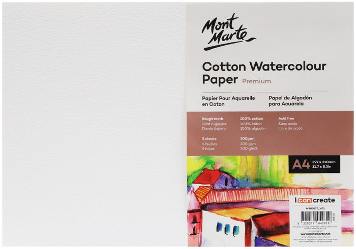 M.M. Cotton Watercolour Paper A3 300gsm 5 Sheets
