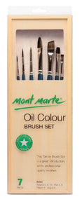 M.M. Oil Brush Set Taklon In Wood Brush Box 7pce