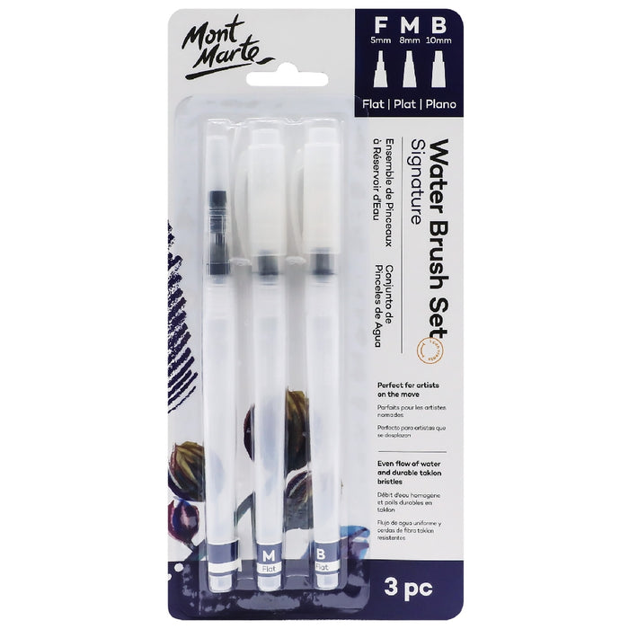 M.M. Water Brush Set Flat F/m/b 3pc