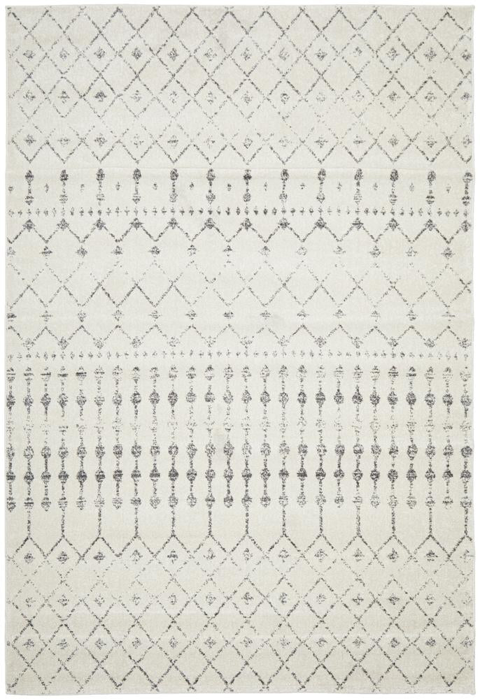 Monochrome Trellis Silver Rug