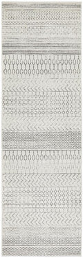 Monochrome Tribal Silver Runner Rug