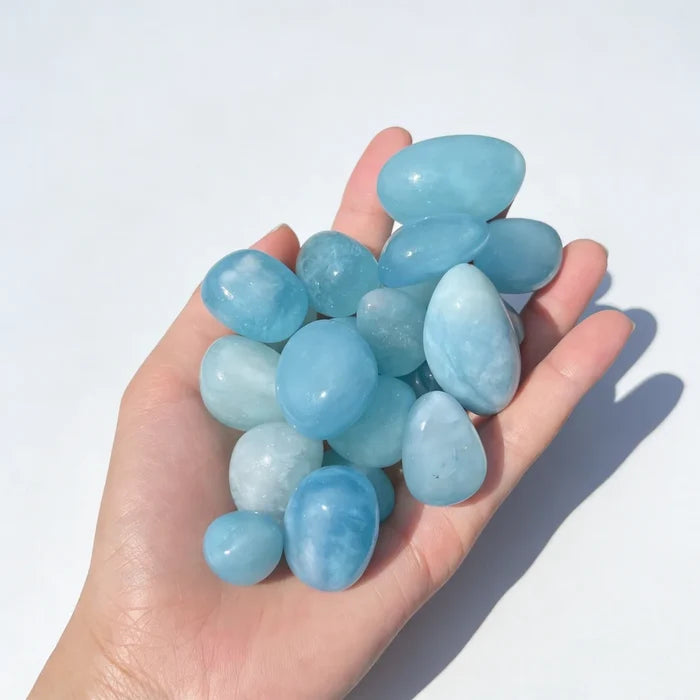 Natural Aquamarine Tumbled Crystals | Raw Healing Stone — Choose Your Size