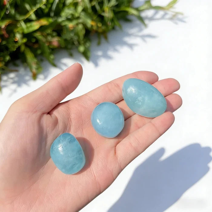 Natural Aquamarine Tumbled Crystals | Raw Healing Stone — Choose Your Size