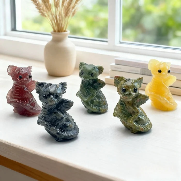 Natural Crystal Flying Dragon Figurine