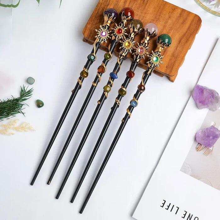 Natural Crystal Magic Wand — Sunflower Fairy Wand with Gemstone Ball