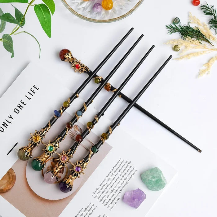 Natural Crystal Magic Wand — Sunflower Fairy Wand with Gemstone Ball