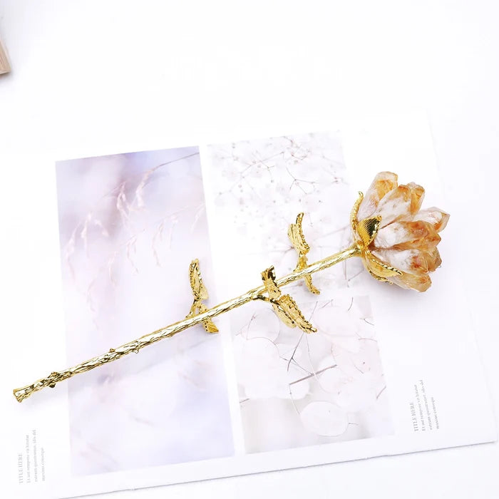 Natural Crystal Rose Cluster Flower Tree — Home Décor Gift Ornament