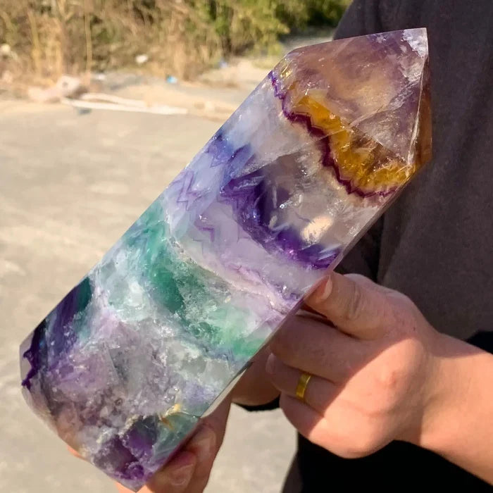 Natural Fluorite Crystal Point Wand | Healing Crystal Tower | Multiple Sizes