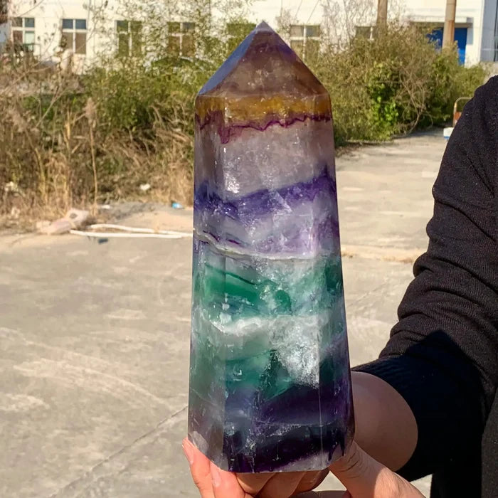 Natural Fluorite Crystal Point Wand | Healing Crystal Tower | Multiple Sizes