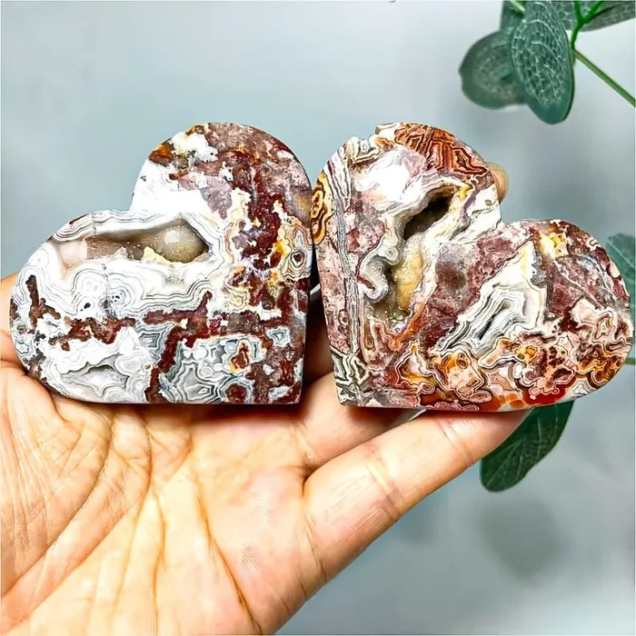 Natural Mexican Crazy Lace Agate Heart — Raw Crystal Slab