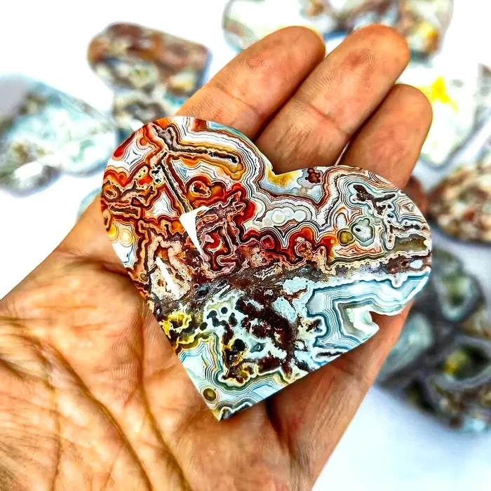 Natural Mexican Crazy Lace Agate Heart — Raw Crystal Slab