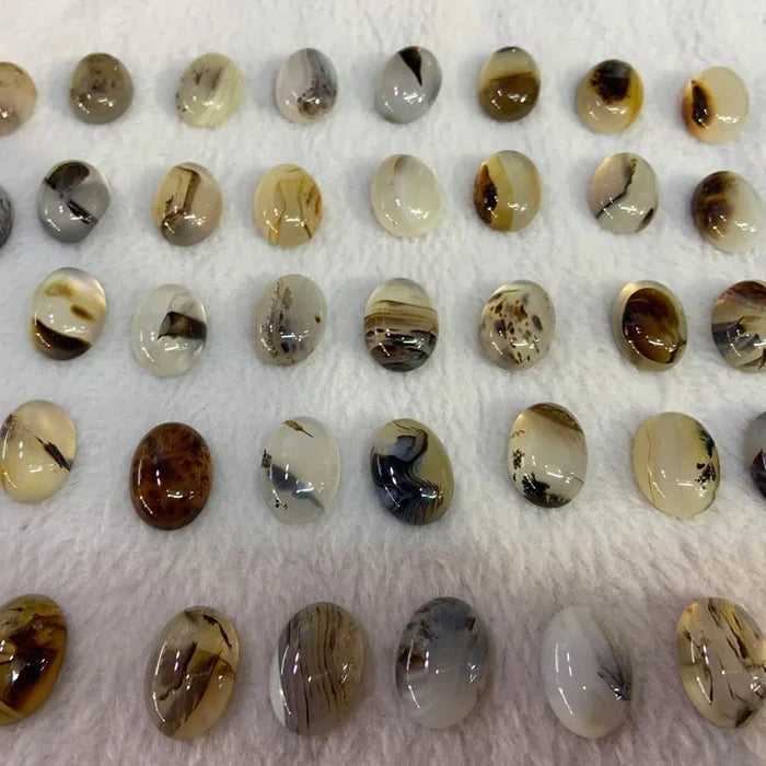 Natural Ocean Agate Oval Cabochon Beads | Set of 5 | Jewelry Making