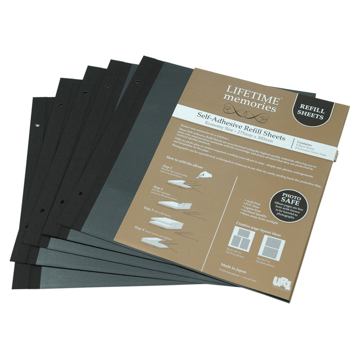 Ncl Self Adhesive Refills Economy - 5 Sheets Black