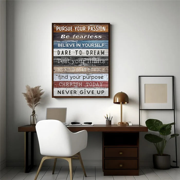 Never Give Up — Inspirational Abstract Canvas Wall Art