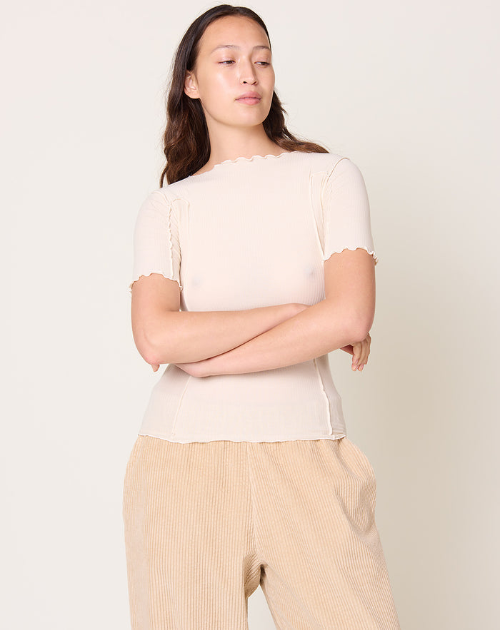 Baserange Omato 3/4 Tee Shirt in Off White