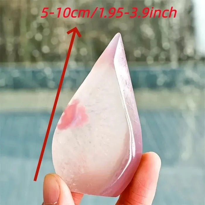 Pink Agate Water Drop Crystal Ornament — Natural Stone Home Décor & Collector’s Gift