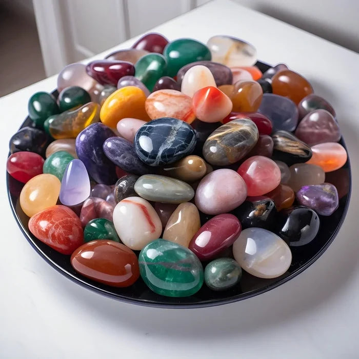 Polished Tumbled Crystal Stone Set | 50 Hand-Selected Mixed Healing Stones