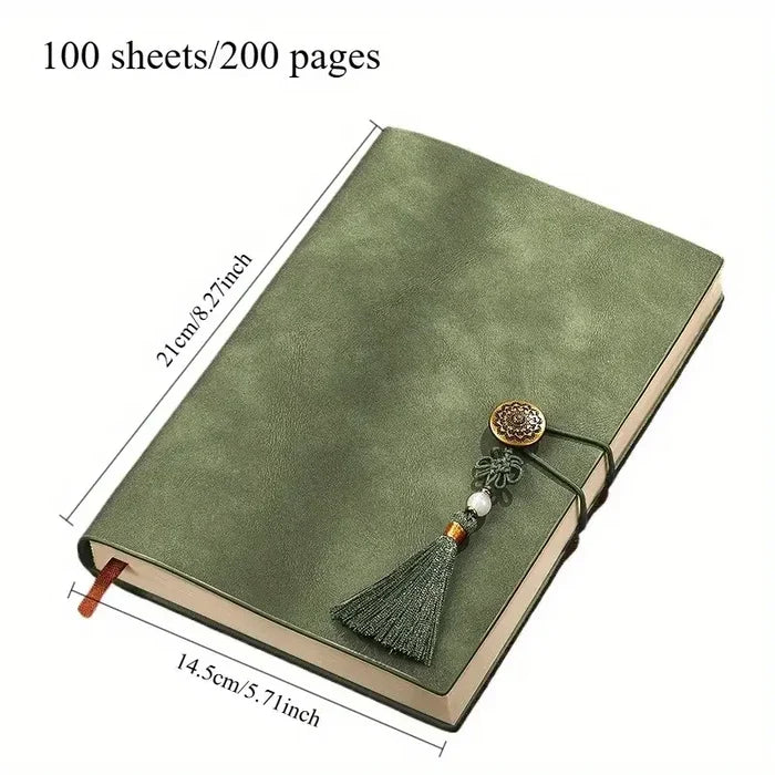 PU Leather Journal with Golden Tassel & Bead Closure | 200 Pages | 4 Colors