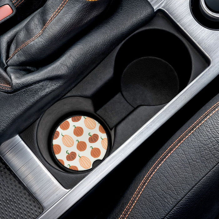 Pumpkin Soapstone Car Coaster — Fall Pumpkin Pattern Cup Holder Insert
