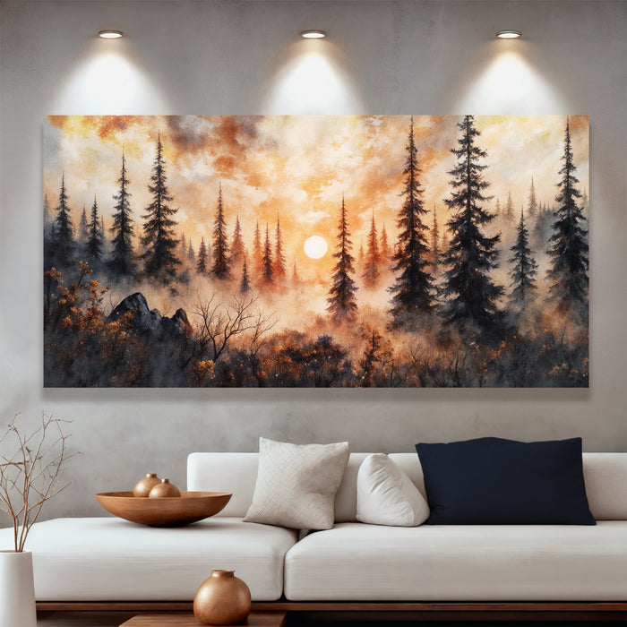 Rustic Forest Sunset Wall Art | Nature Canvas Print