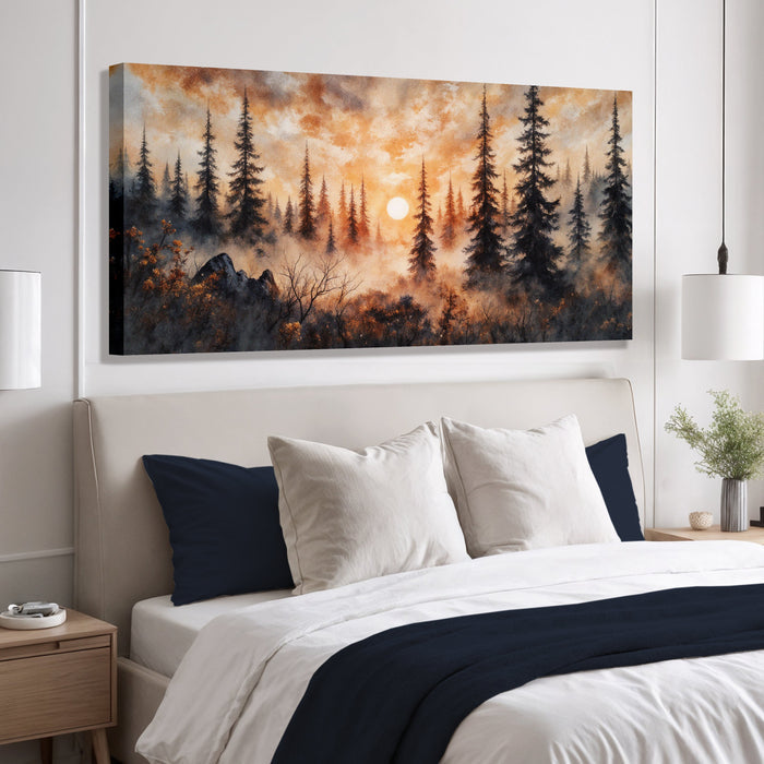Rustic Forest Sunset Wall Art | Nature Canvas Print