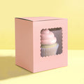 Scalloped Single Cupcake Box (Pack Of 6) - Pastel Pink