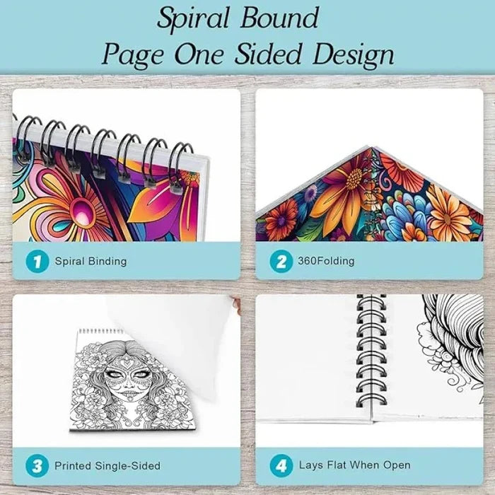 Skull & Dark Art Adult Coloring Book — 24-Page Spiral-Bound
