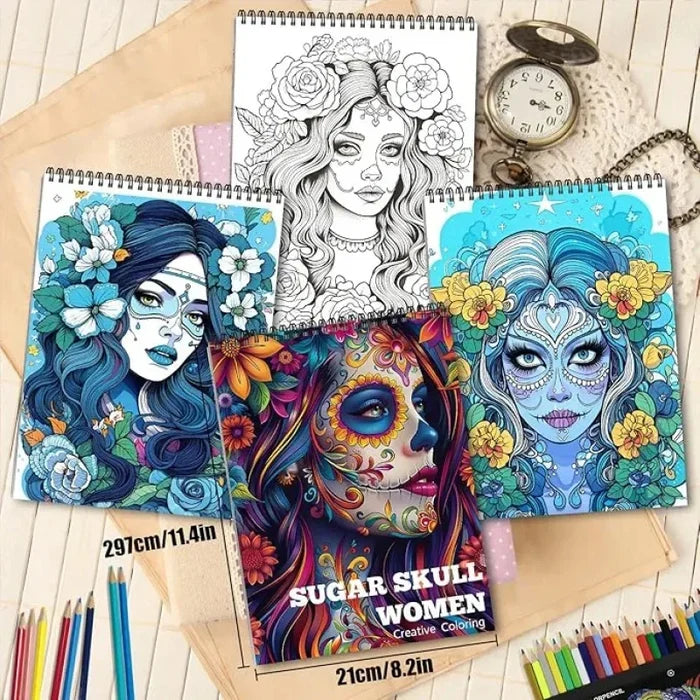 Skull & Dark Art Adult Coloring Book — 24-Page Spiral-Bound