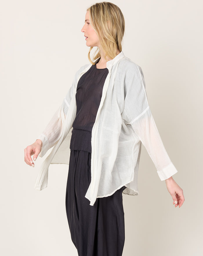 Black Crane Square Shirt in White