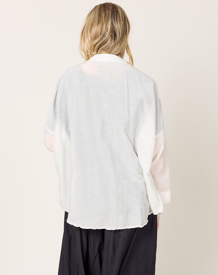 Black Crane Square Shirt in White