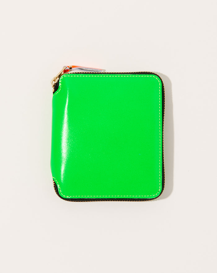 Comme des Garçons  Super Fluo Full Zip Around Wallet in Green