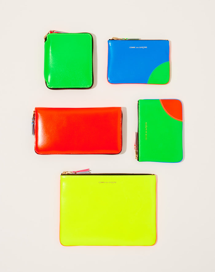 Comme des Garçons  Super Fluo Full Zip Around Wallet in Green