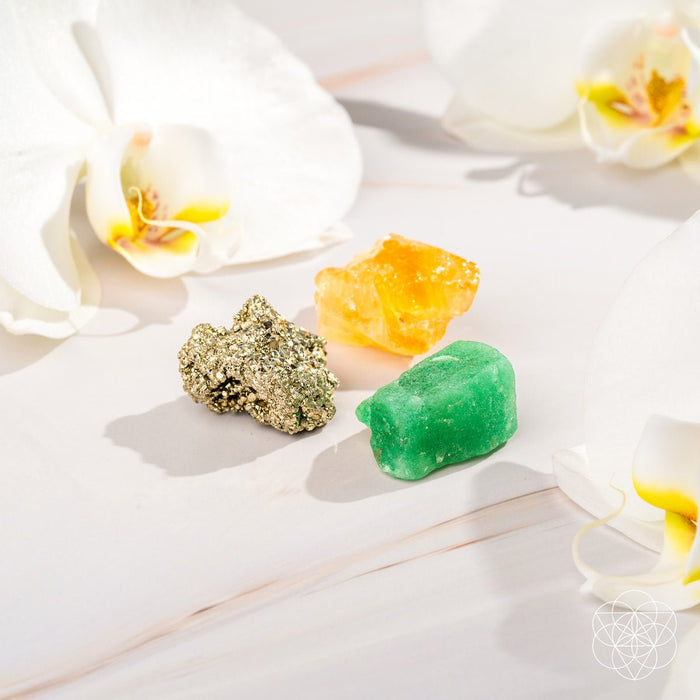 The Abundance Trio | Citrine, Pyrite & Green Aventurine