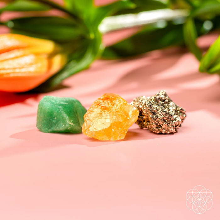 The Abundance Trio | Citrine, Pyrite & Green Aventurine