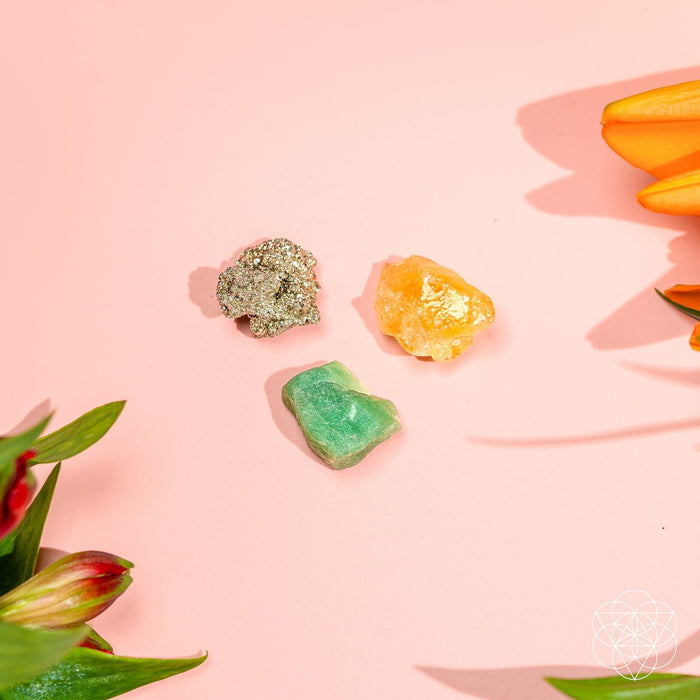 The Abundance Trio | Citrine, Pyrite & Green Aventurine