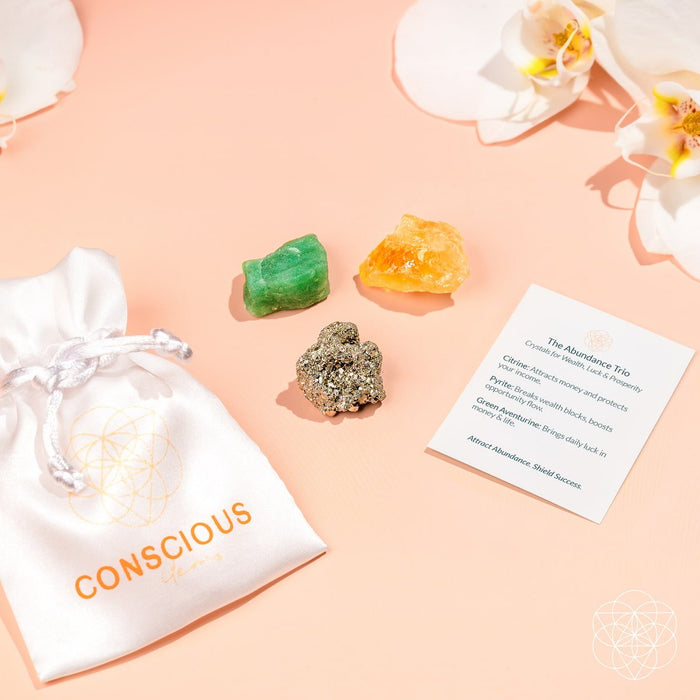 The Abundance Trio | Citrine, Pyrite & Green Aventurine
