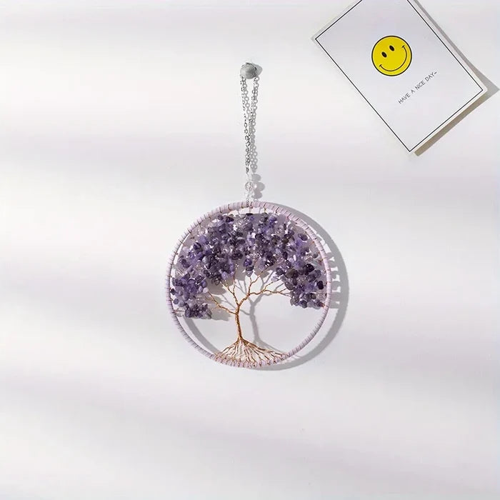 Tree of Life Crystal Wall Pendant | Amethyst, Rose Quartz, Lapis Lazuli & Citrine