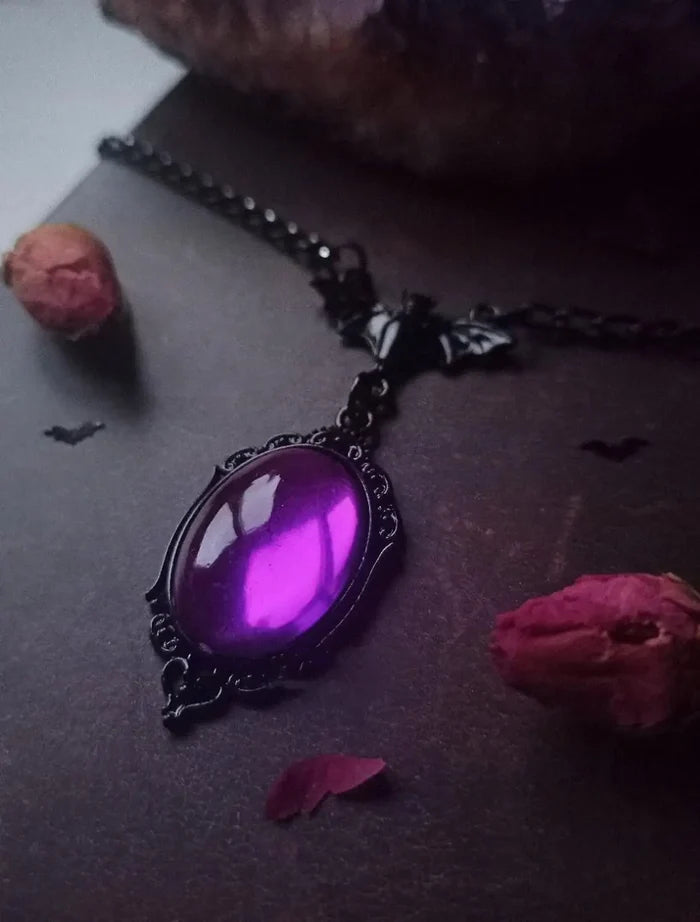 Vampire Bat Blood Cameo Pendant Necklace