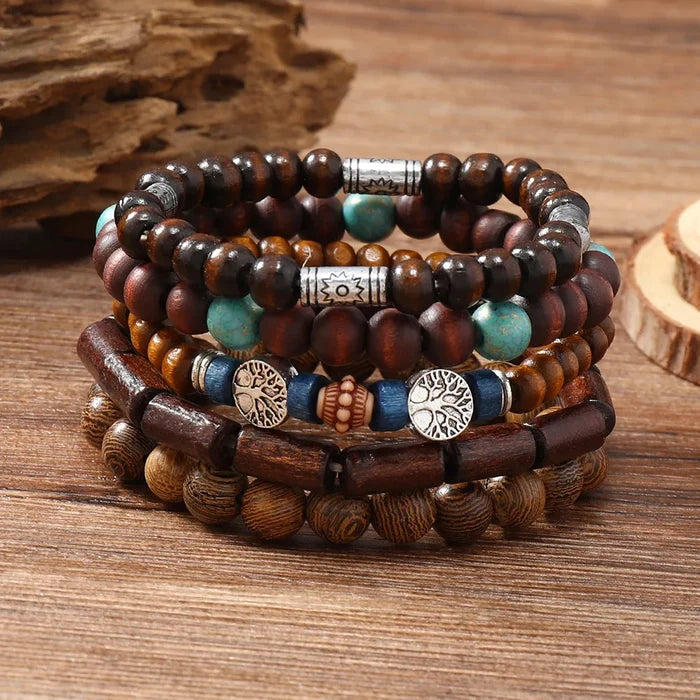 Vintage Multi-Layer Wooden Bead Bracelet | Boho Stacking Bracelet