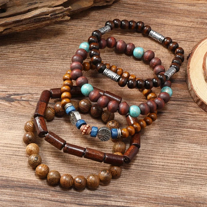 Vintage Multi-Layer Wooden Bead Bracelet | Boho Stacking Bracelet