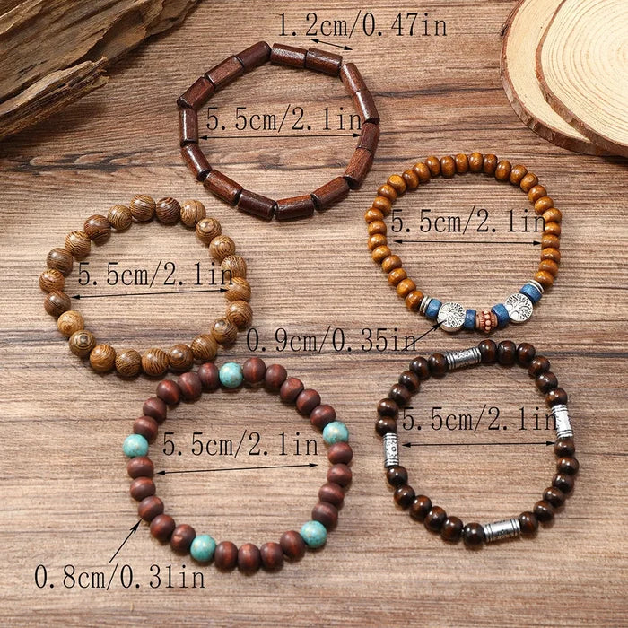 Vintage Multi-Layer Wooden Bead Bracelet | Boho Stacking Bracelet