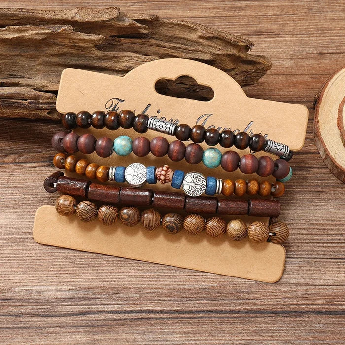 Vintage Multi-Layer Wooden Bead Bracelet | Boho Stacking Bracelet